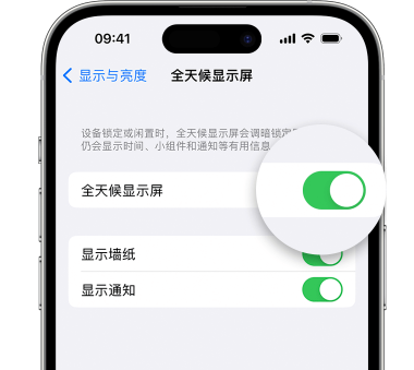 正宁苹果15预约维修分享iPhone15如何设置全天候显示屏幕可见 